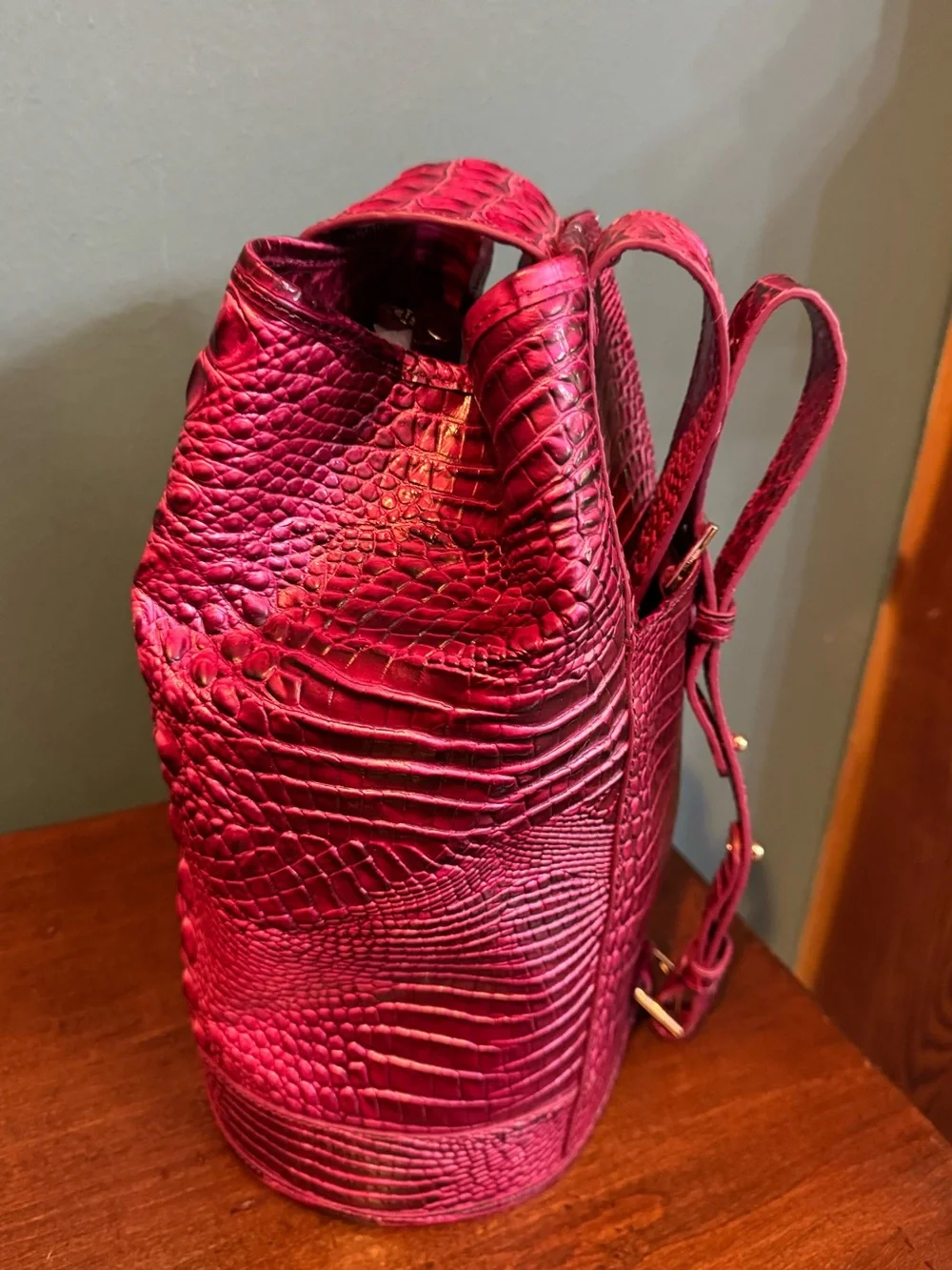 Brahmin Maddie Hot Pink Pomegranate Melbourne Sling Bag backpack *READ*